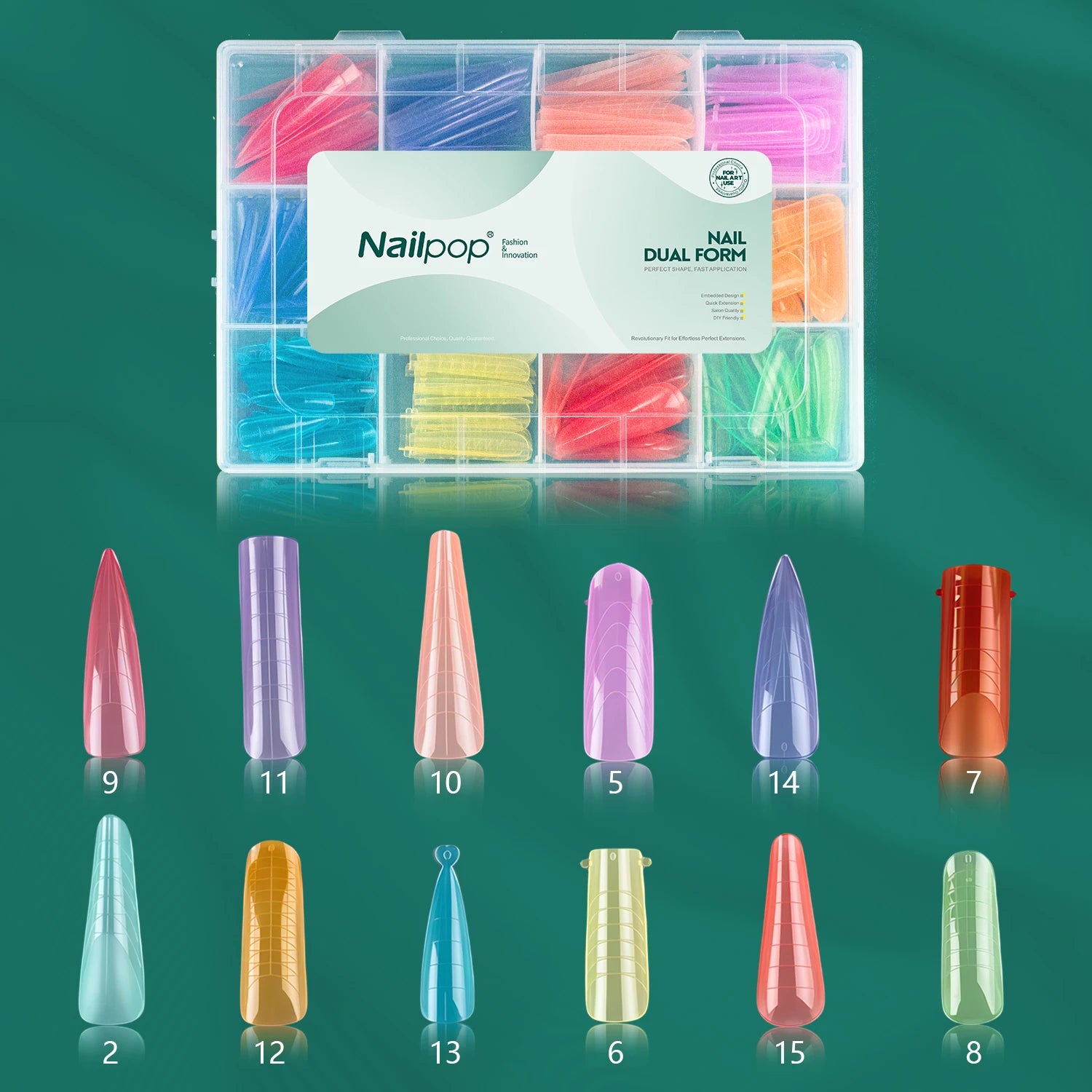 Nailpop Nail Dual Form 15 Clear Embedded Design Shape Full Coverage Qme JMT01-Colored 288