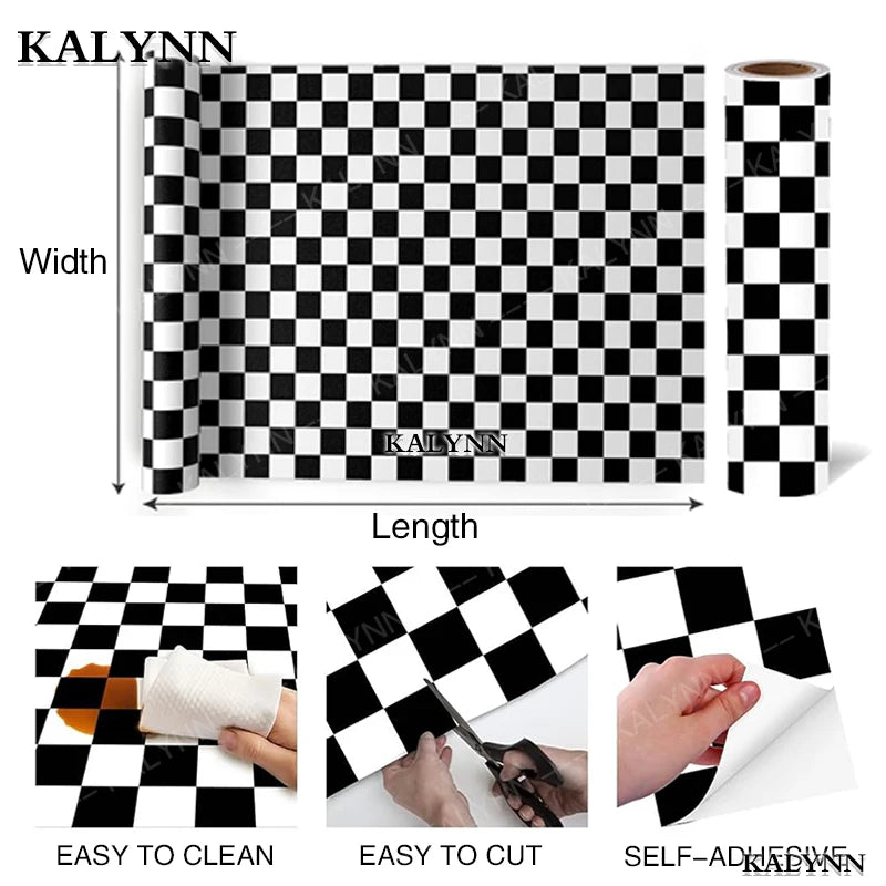 Checkered Contact Paper Peel Stick Black White Wallpaper Self Qme
