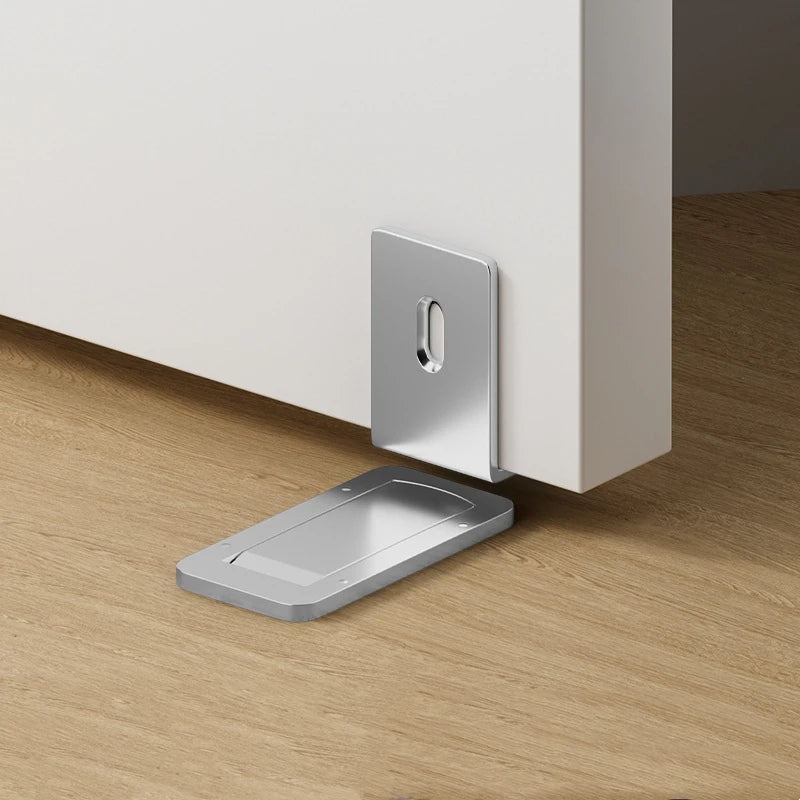New Invisible Magnetic Door Stopper Aluminum Alloy Self Adhesive Anti-collision Door Draft Stopper Home Windproof Door Blocker Qme steel gray
