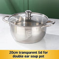 Double Handle Soup Pot Glass Cover Induction Cooker Cooking Stainless Qme A2