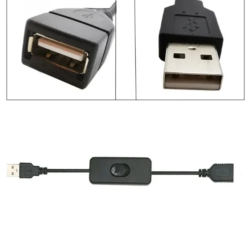 ‌2pcs USB Extension Cable with On/Off Toggle Switch for LED Lamp, Fan, Headset & Other Devices Qme