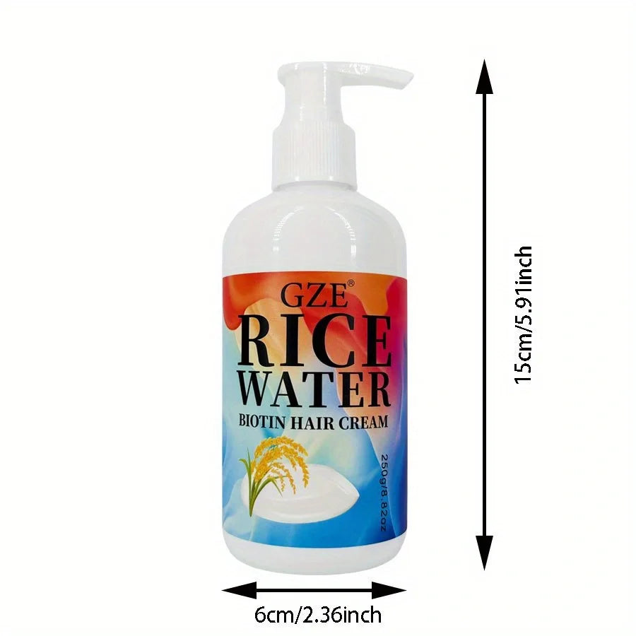 GZE Rice Water Biotin Hair Cream Strong Hair Deep Hydrating Moisturizing For All Hair Types Qme
