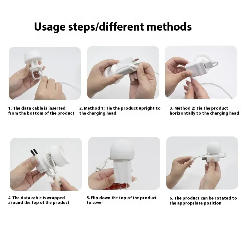 Cartoon Silicone Charger Protector Portable Data Cable Winder Data Cable Buckle Binding Belt Desktop Cable Storage Buckle Qme