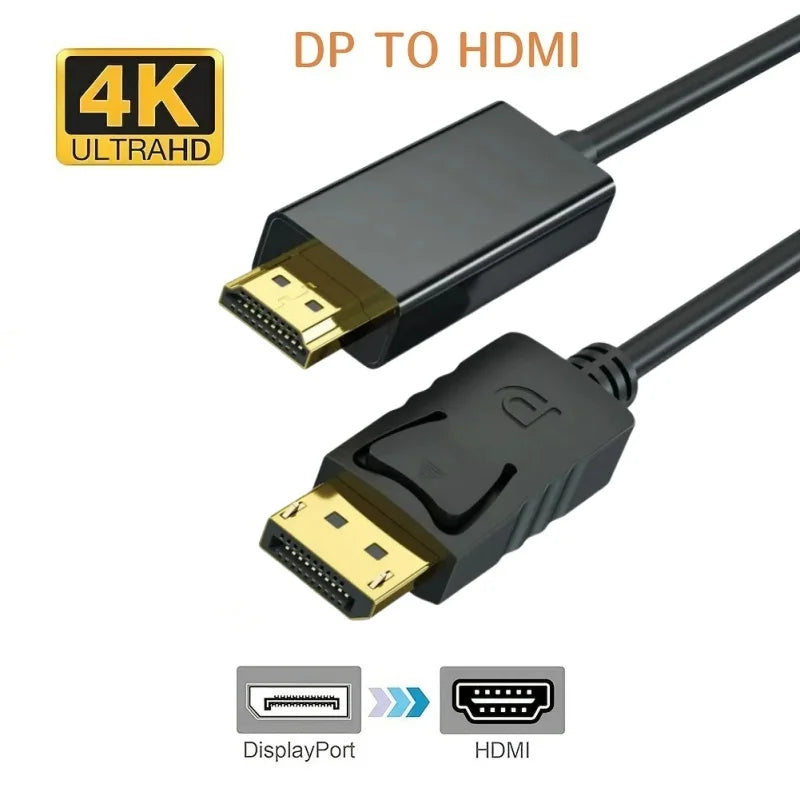 DP To HDMI-compatible Cable 4k DisplayPort To HD Adapter Male To Female Display Port To HDTV Converter for PC Monitor Projector Qme