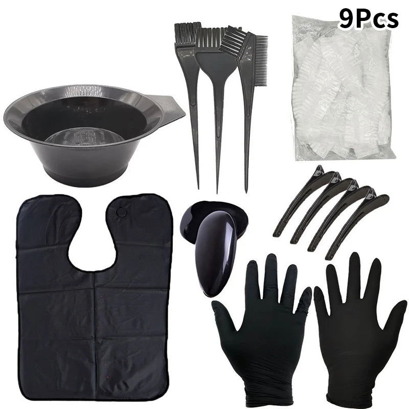 5 7 Hair Coloring Kits Home Salon Dyeing Comb Bowl Brush Cream Earcap Qme 9Pcs