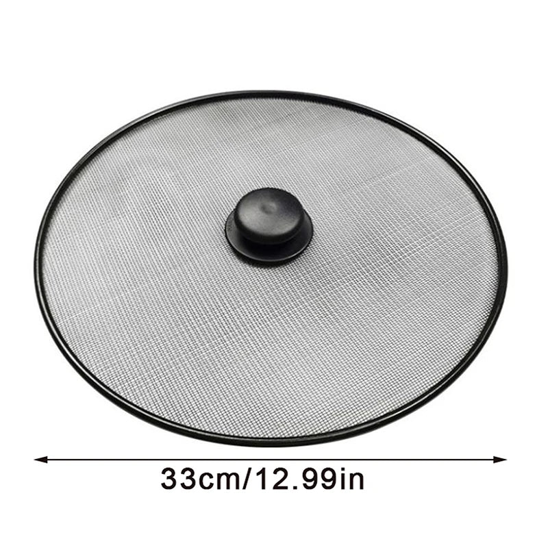 Black Splatter Screen Anti Grease Frying Pan Oil Splash Guard Lid Fine Mesh Splash Guard Cover Lid Kitchen Tools Qme 33cm