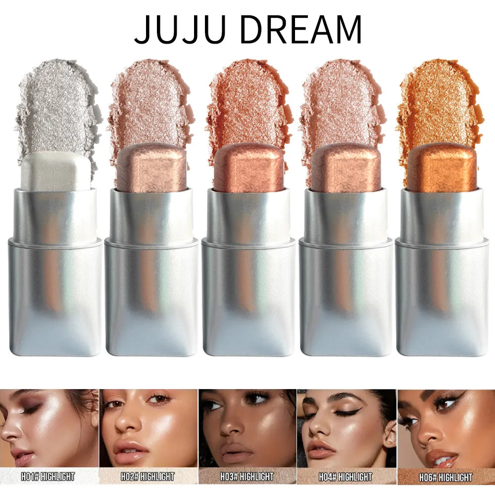 Glowy Highlighter Stick Shimmer Finish Waterproof Long-lasting Easy Qme 5 in set