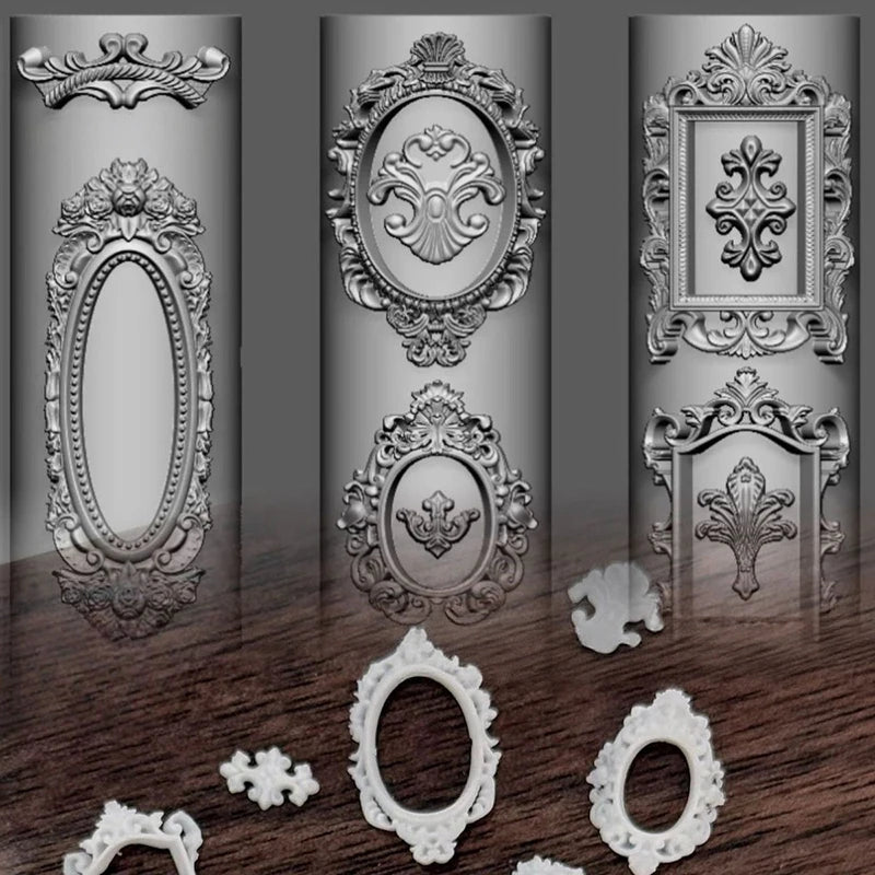 European Retro Photo Frame Shape Silicone Nail Mold Stamping Nails Qme
