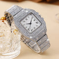 Oversize Square Dial Rhinestone Alloy Watch Fancy Women Watches Jewelry Sophisticated And Stylish Women Watch Qme Silvery