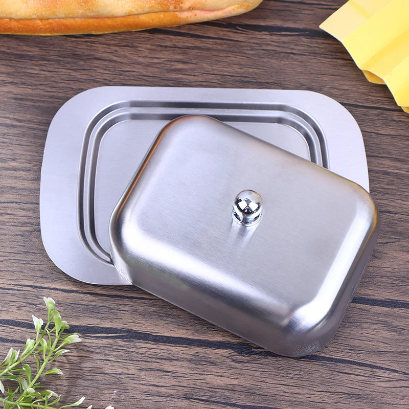 Retro French Butter Box Storage Tray Tableware Stainless Steel Dish Qme