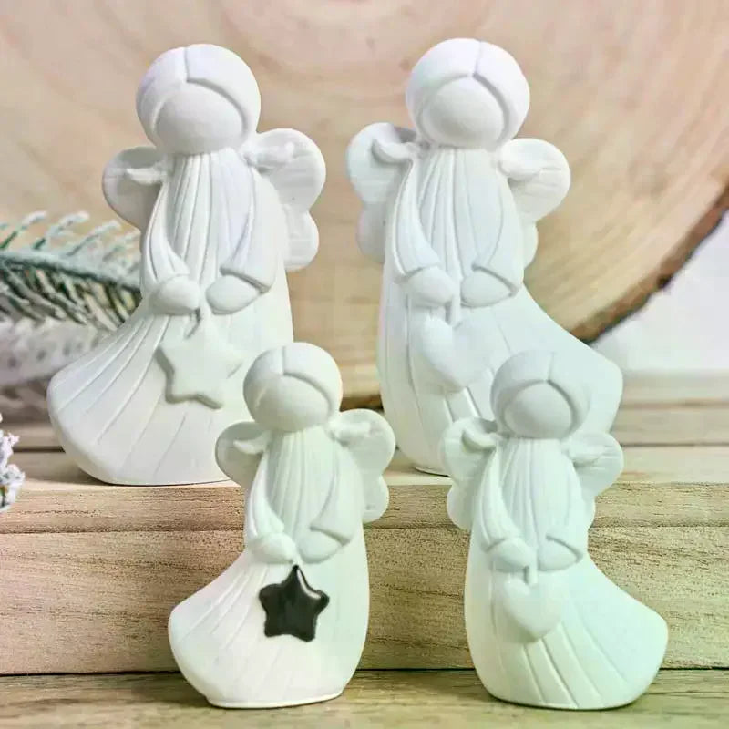 2Pcs DIY Handmade Angel Plaster Resin Moulds With Heart Star Designs 3D Angel Silicone Moulds Decorative Sculptures Craft Qme
