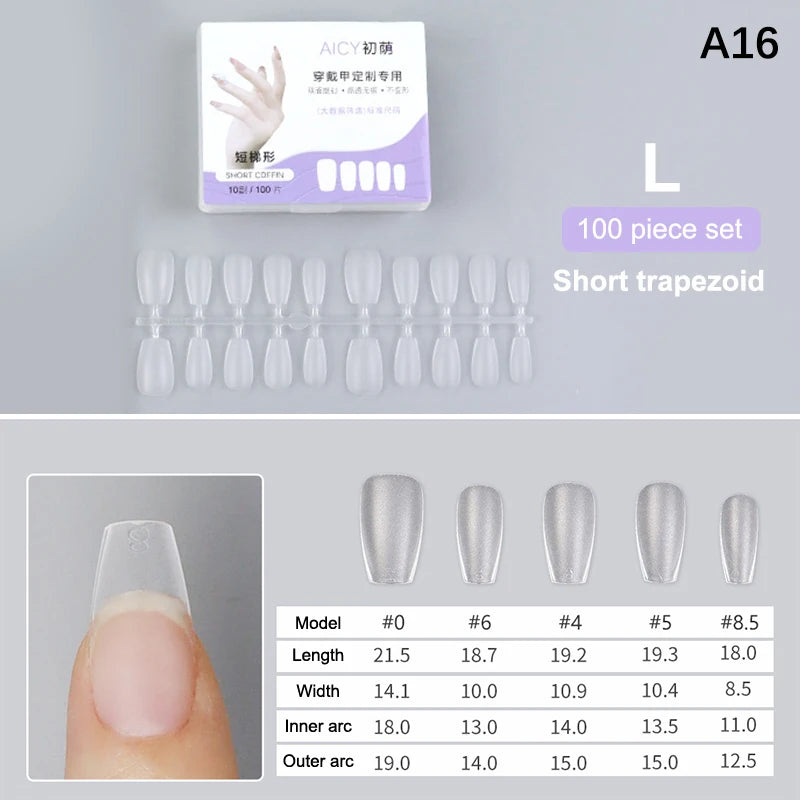 Box Matte Medium Short Press Nails Matt Soft Gel Fake No Polishing Qme A16