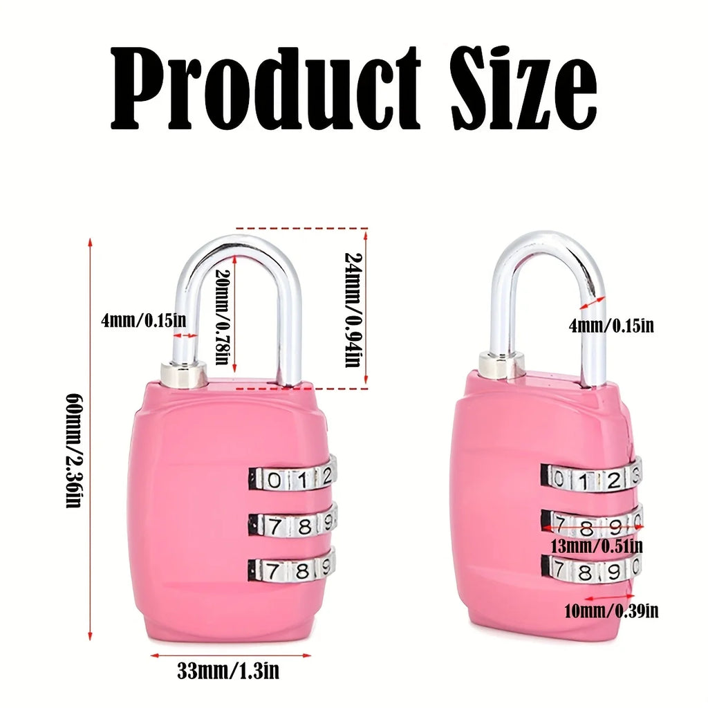 3 Digit Combination Padlock Mini Code Lock Luggage Lock for Suitcase Backpack Gym Locker Cabinet Drawer Travel Security Lock Qme