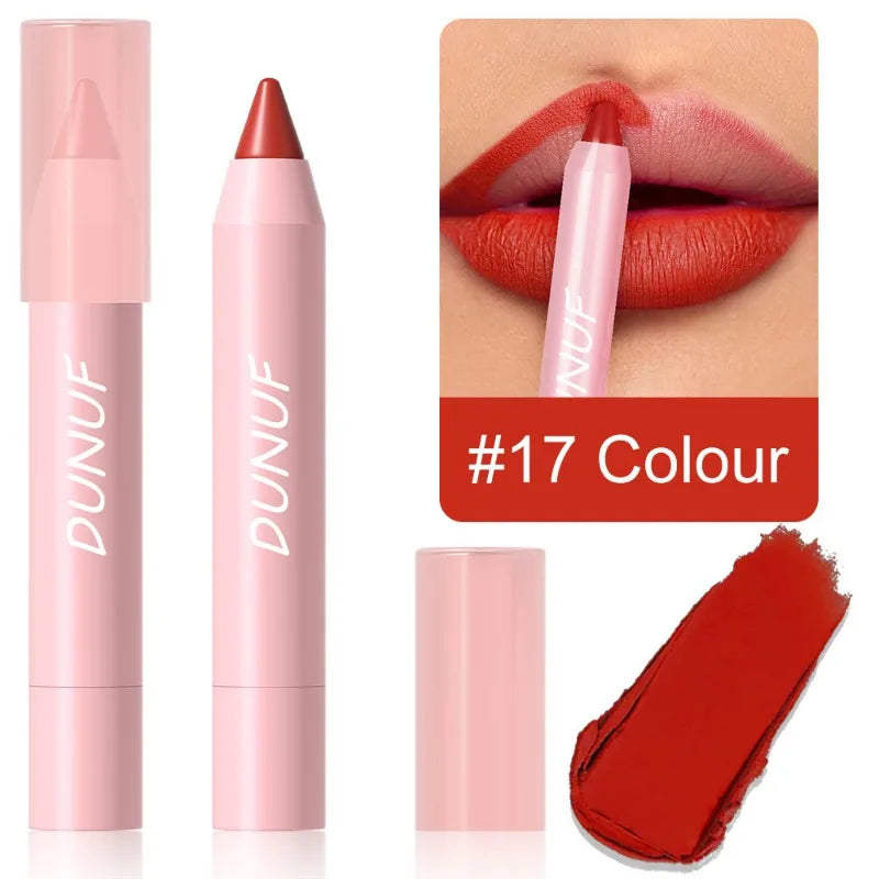 18 Colors Matte Lipstick Pen Soft Silky Velvet Lip Liner Pencil Sexy Full Color Lip Crayon Waterproof Lasting Beauty Maquillaje Qme 17