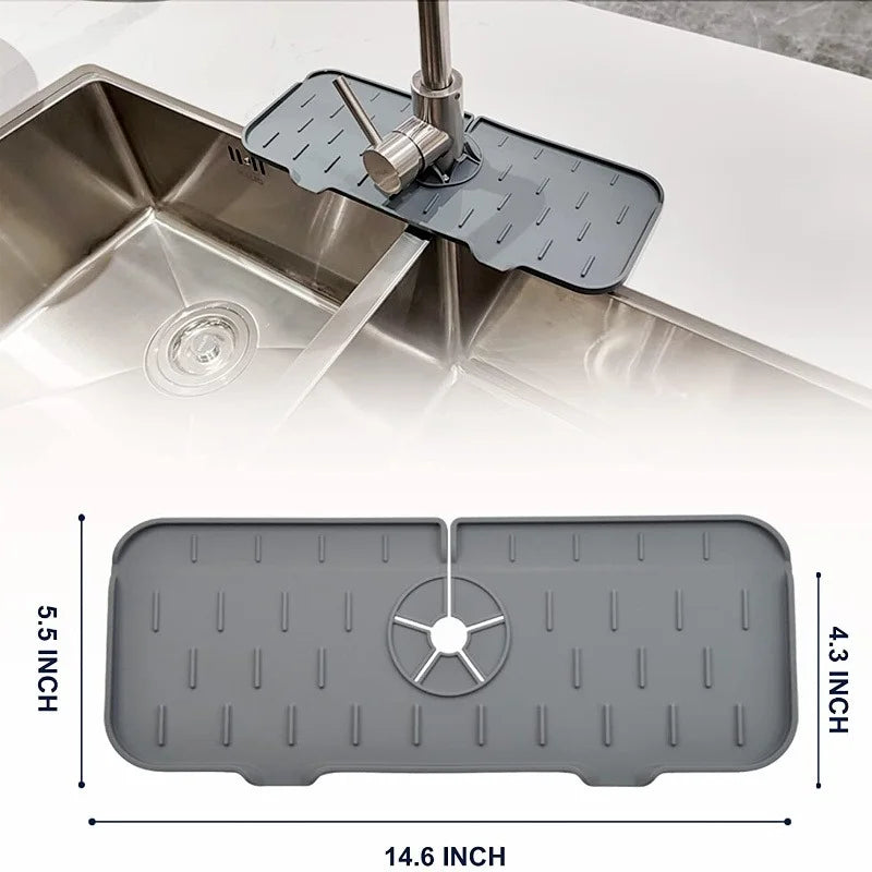 Kitchen Gadgets Silicone Faucet Absorbent Pad Shelf Sink Splash Catcher Countertop Protective Mat Bathroom Drain Mat Acceesories Qme