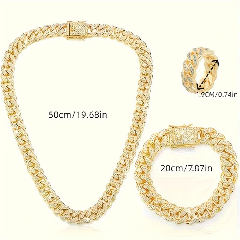 5pcs men's rhinestone watch set, fashionable cross necklace ring bracelet set, father plot gift Qme