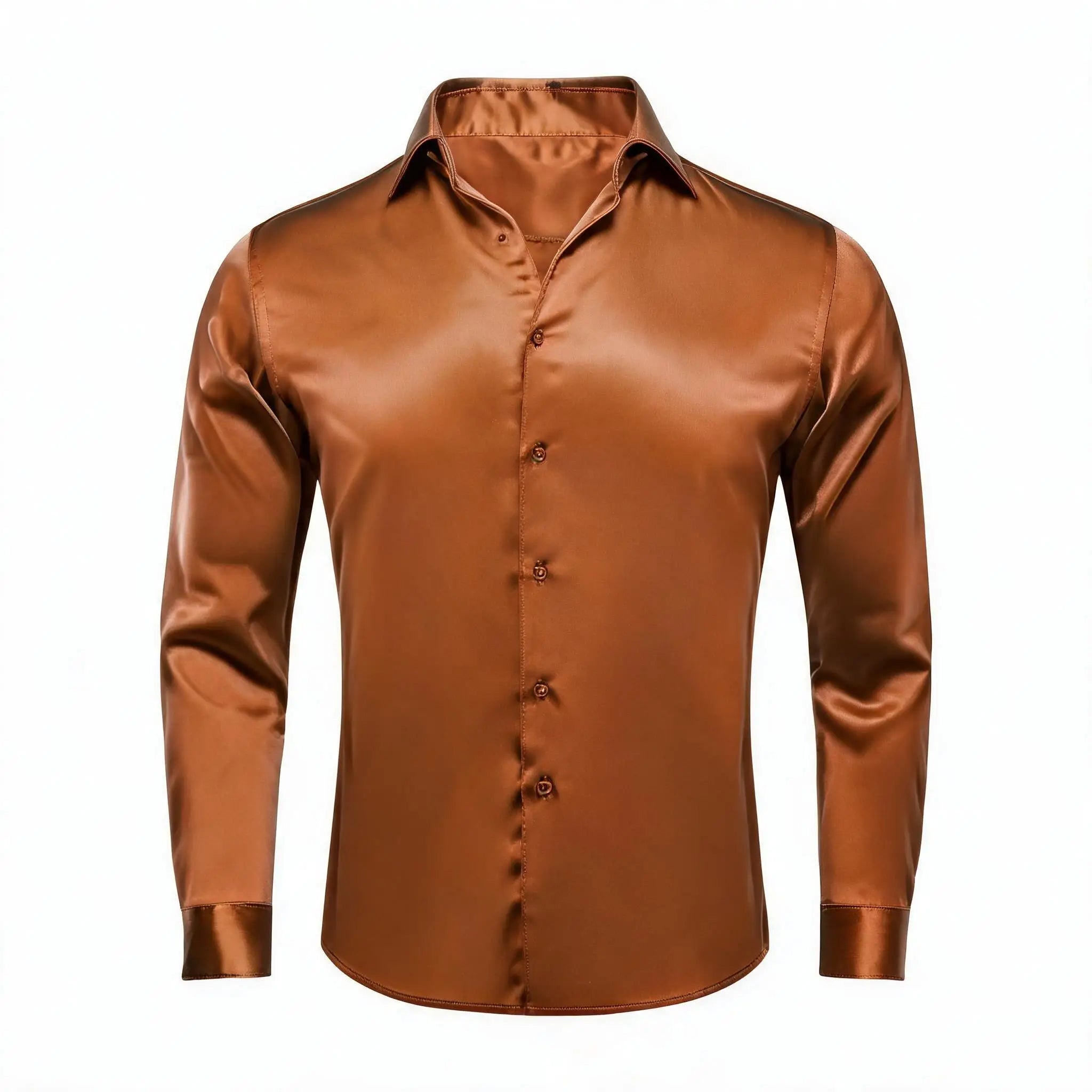 Solid LS Shirt Brown or Pink or Purple or Green or Blue or Black or Red Basic Button Office Daily Fit Qme