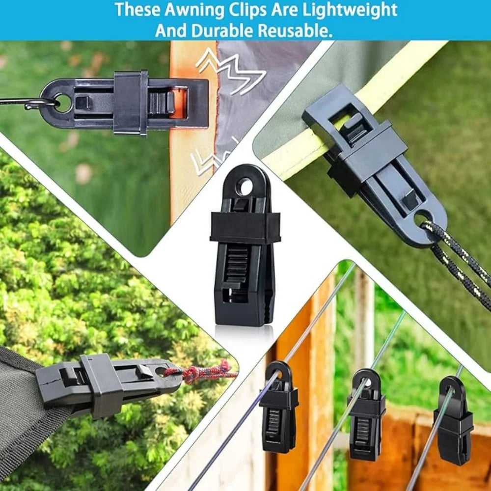 5/10/30/50pcs Camping Tent Windproof Fixing Clip Outdoor Canopy Tarpaulin Fixed Strap Hook Clip Camping Equipment Accessories Qme