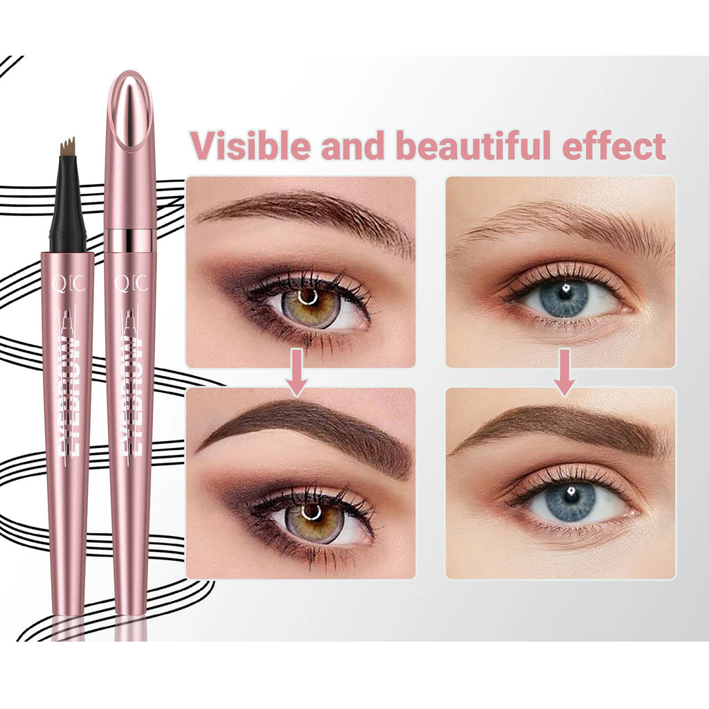 4 Point Liquid Eyebrow Pencil Waterproof Dark Brown Fork Tip Eyebrow Pencil Tattoo Fine Sketch Liquid Eyebrow Pen Makeup Tool Qme