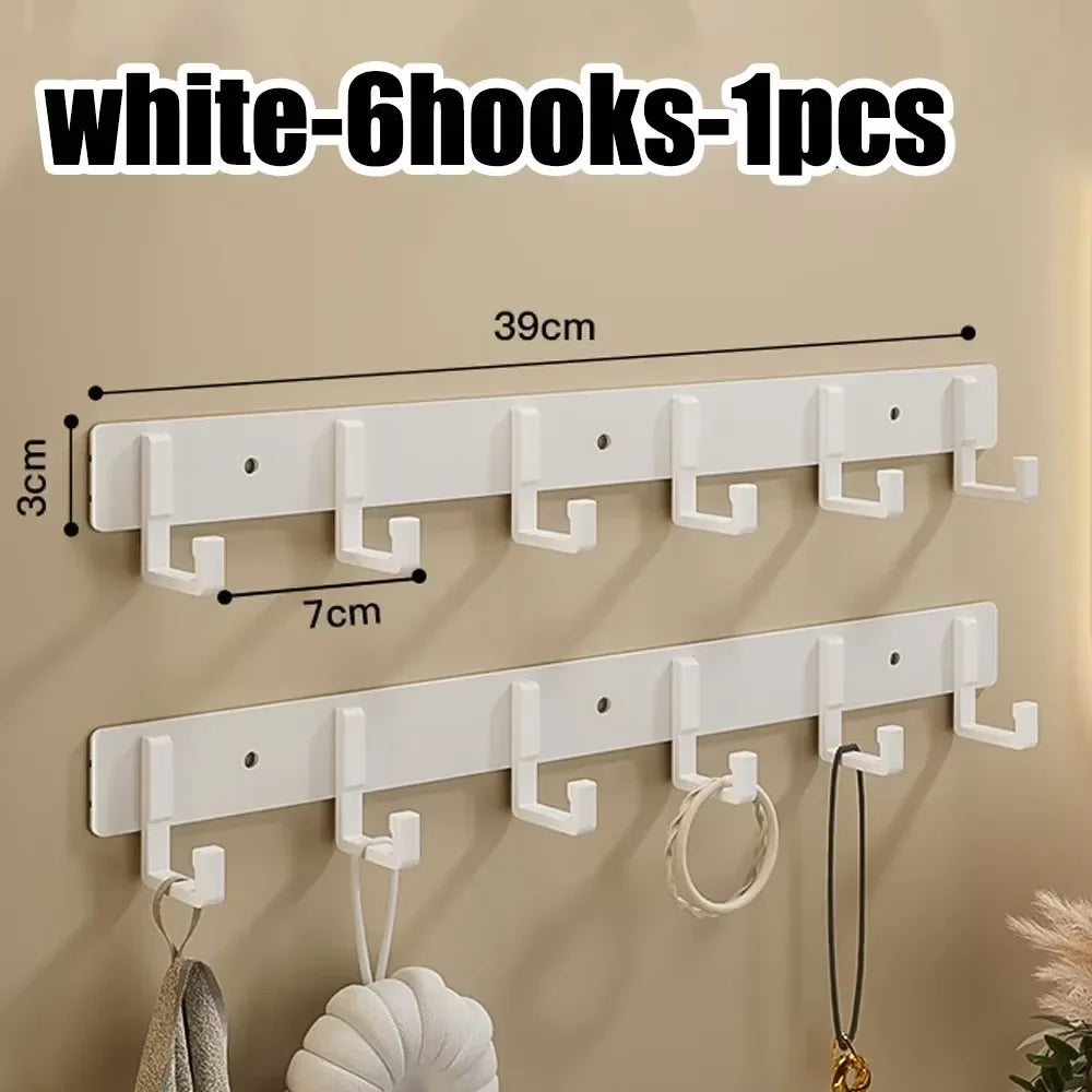 Elegant Simple Aluminum Alloy Wall Hook No Drill Design for Office Coat Umbrella and Personal Work Item Wall Hanging Use Qme white-6hooks-1pcs