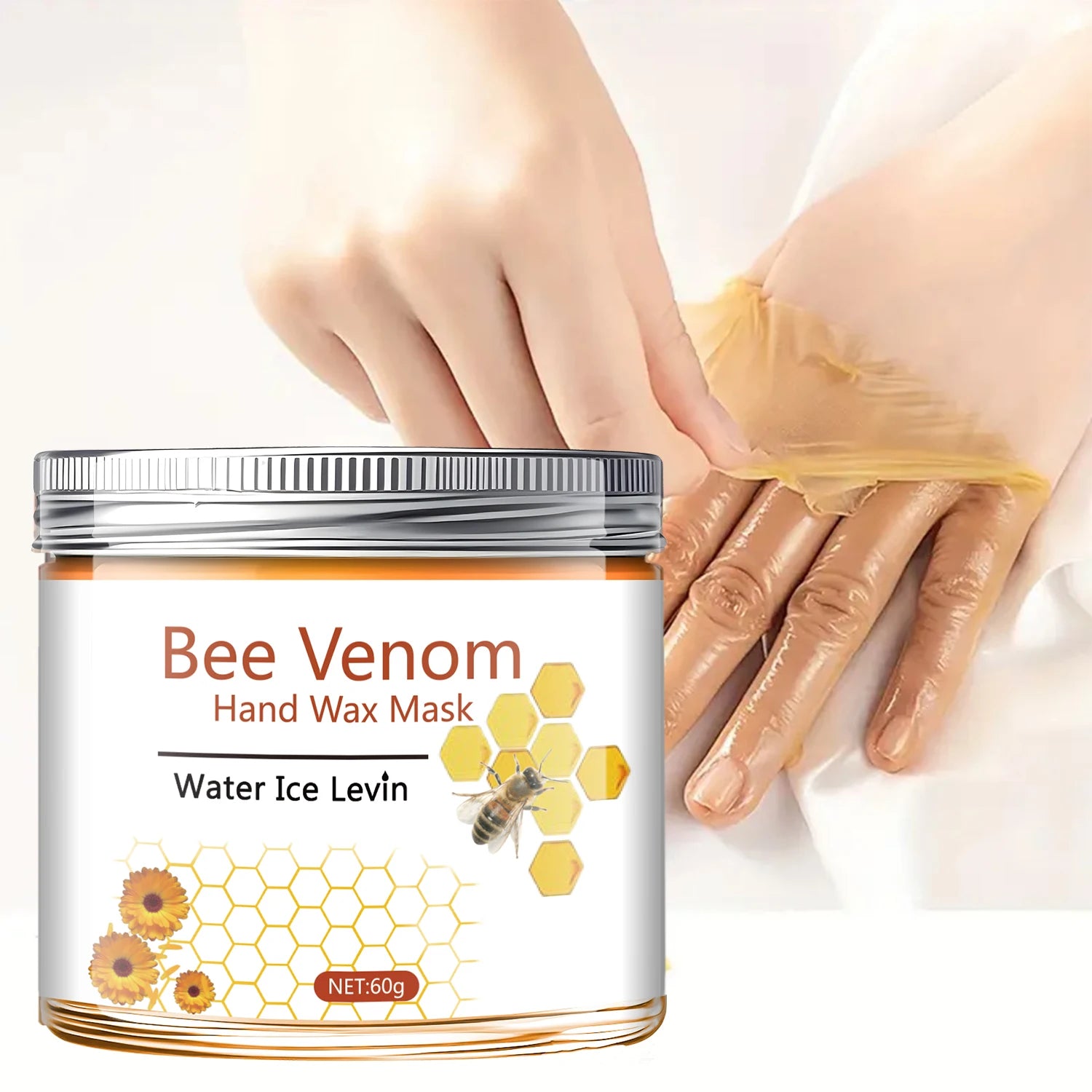 60g Bee Venom Chamomile Hand Mask, Natural Plant Ingredients, Physical Exfoliation Makes Hands and Feet Smoother, More Delicate, Moisturized, and Radiant, Suitable for Hands and Feet Qme