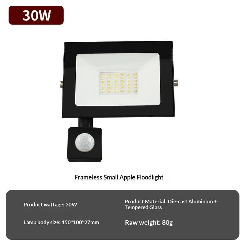 LED PIR Motion Sensor Floodlight Outdoor Wall Light 30W 20W 10W IP66 Waterproof LED Spotlight For Garden Courtyard Qme white 30W