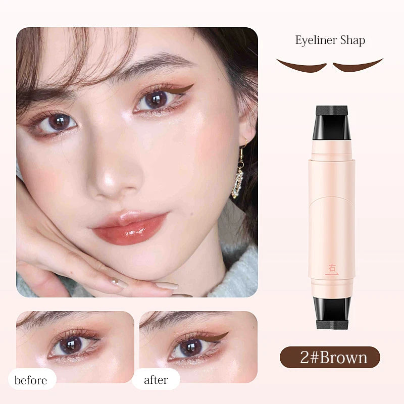 Rotating Eyeliner Stamp Pen Waterproof Sweat-resistant One-touch Qme 02Brown