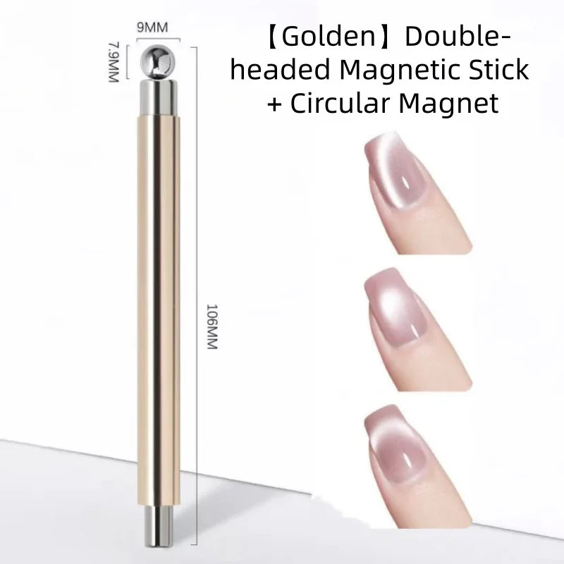Glass Beads Special For Cat's Eye Pink Nail Magnetic Stick Newly Upgraded Nail Polish Glue Magnet Rod Double Head Magnetic Tool Qme 1pcs golden