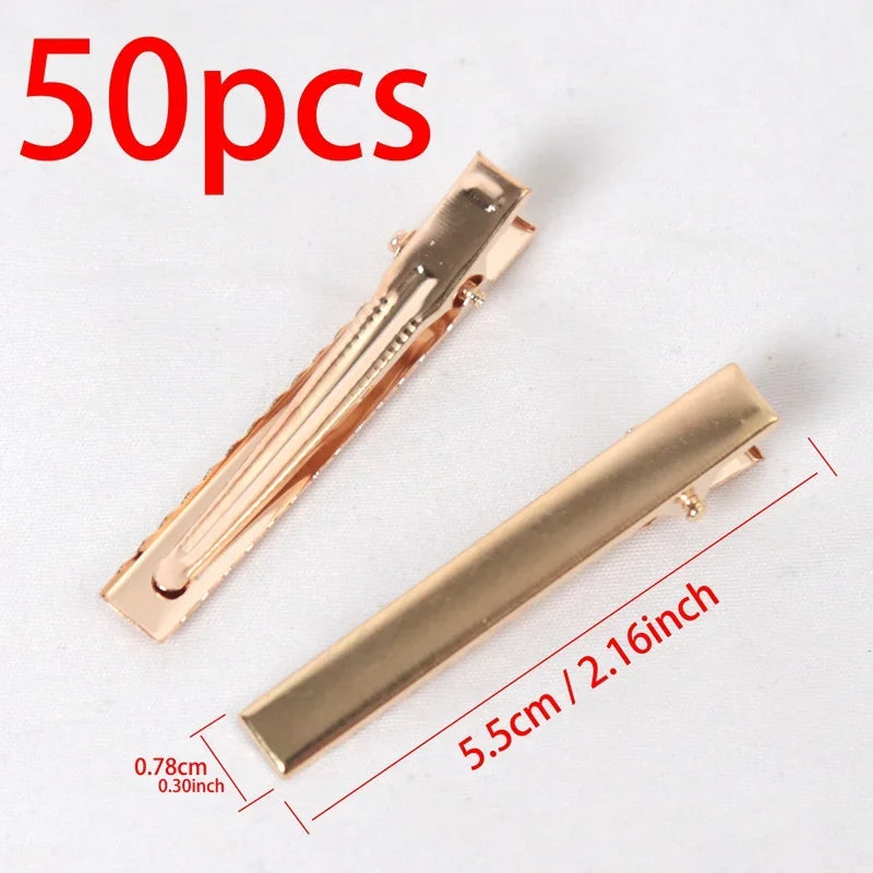 Hair Alligator Metal Clips Duckbill Blank Setting Base DIY Hairpins Qme 5.5cm 50pcs