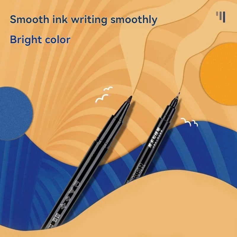 6/12PCS Black Permanent Markers Pens Manga Double Sided Colored Oily Ink Sketch Painting Art School Supplies Stationery Qme