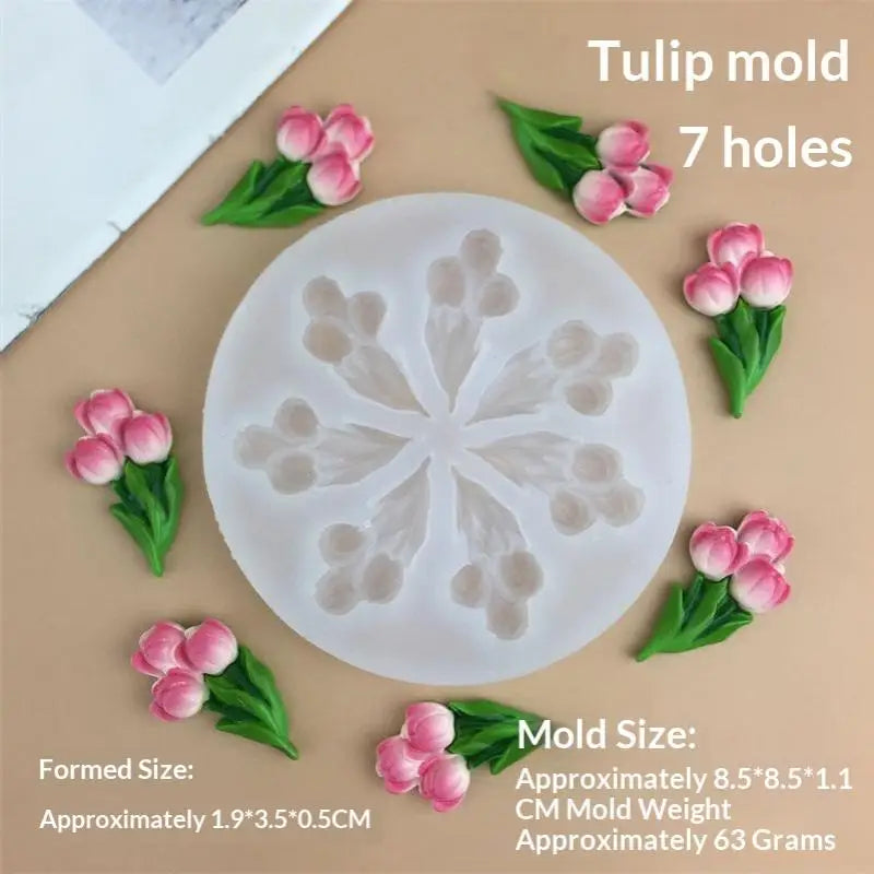 Flower Tulip Silicone Sugarcraft Mold Resin Tools Chocolate Cupcake Qme A2