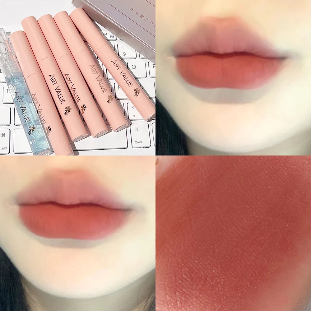 Lip Gloss Set Waterproof Moisturizing Makeup Matte Liquid Lipstick Kit Lip Balm Oil Nourishing Necklace Gift Lip Stick Cosmetics Qme