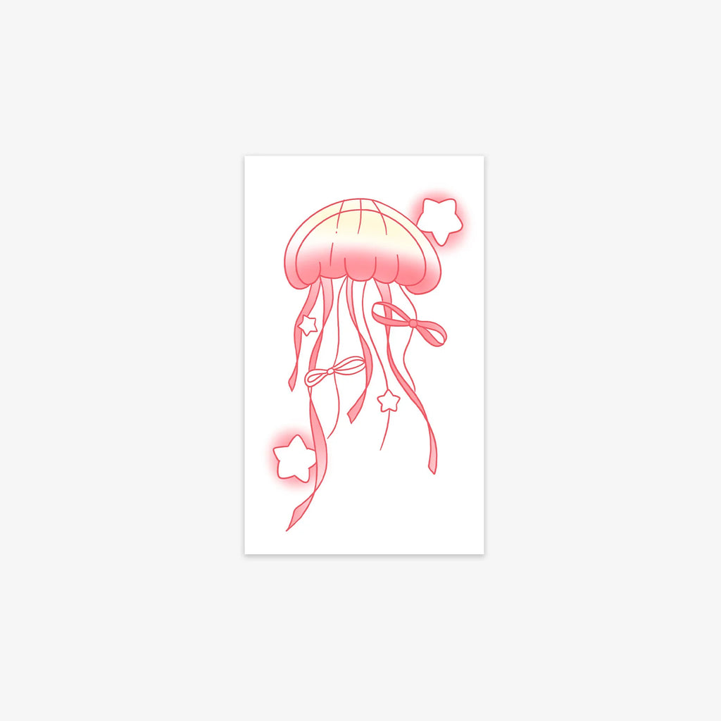 Minimalist Ribbon Star Jellyfish Tattoo Sticker Waterproof Long Lasting Fine Line Temporary Tattoo for Women Arm Qme LX-695
