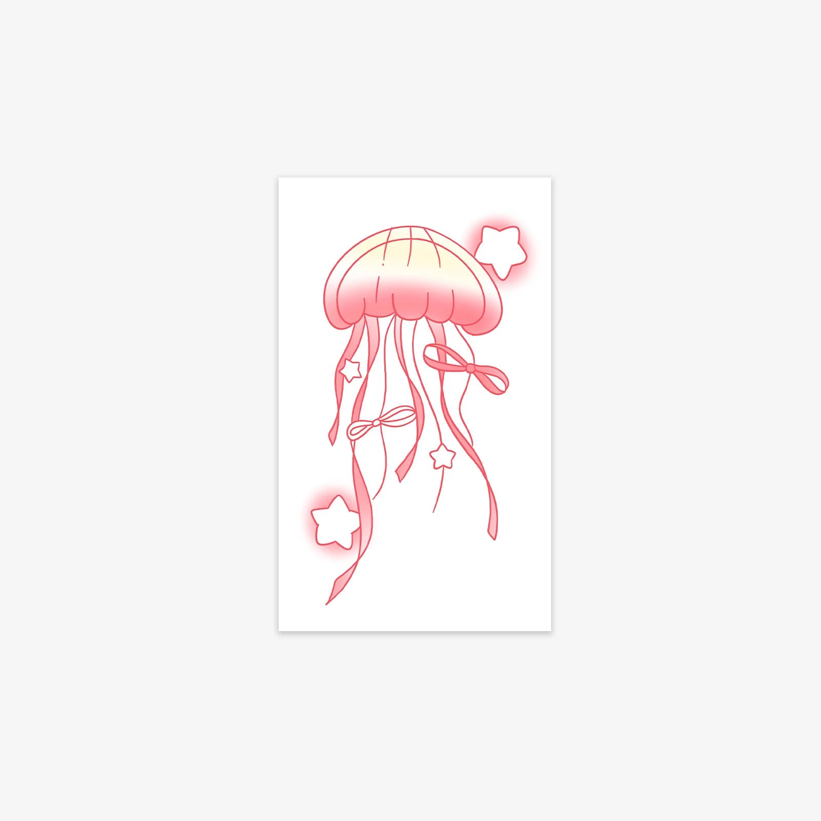 Minimalist Ribbon Star Jellyfish Tattoo Sticker Waterproof Long Lasting Fine Line Temporary Tattoo for Women Arm Qme LX-695