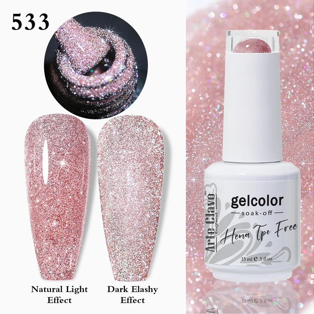 Arte Clavo Crystal Crushed Diamond Pink Blue Gel Nail Polish 2026