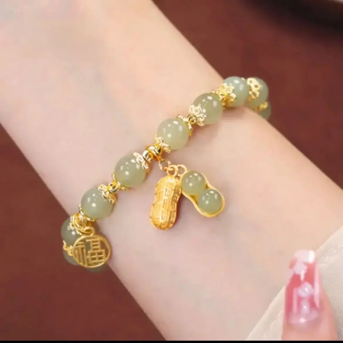 Fashion Creative Lucky Natural Hotan Jade Bracelet Vintage Light