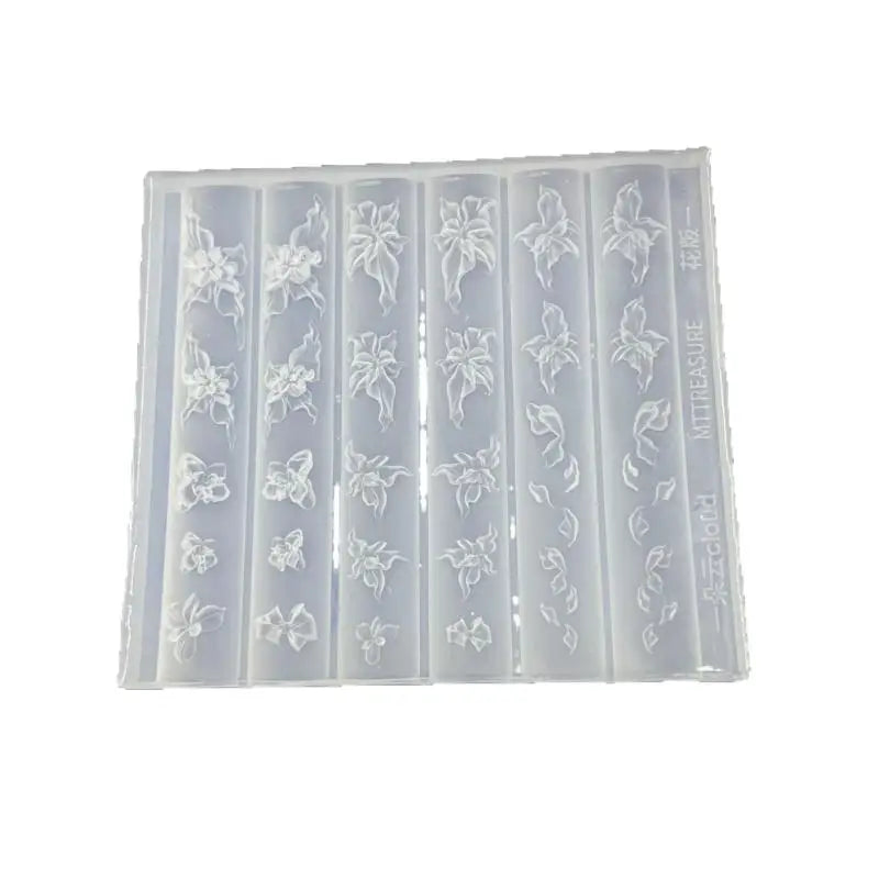 1 Reusable 3D Crystal Ice Flower Nail Silicone Mold Clear Cute Lily Qme