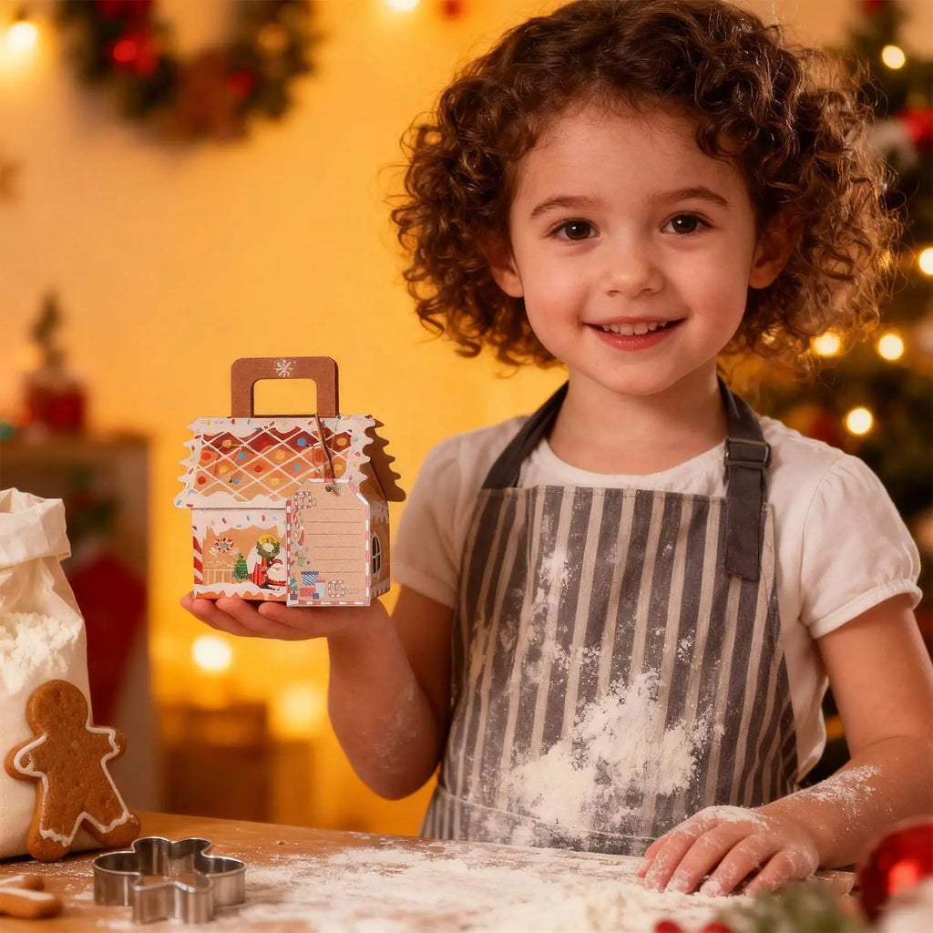 Christmas Candy Boxes 50 Pieces House Shape Dessert Container Holiday Bakery Box For Candy Chocolate Party Supplies Holiday Qme