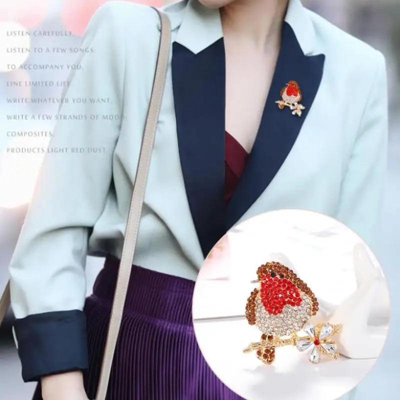 Fashion Luxury Rhinestone Animal Bird Brooches Women Clothing Coat Qme