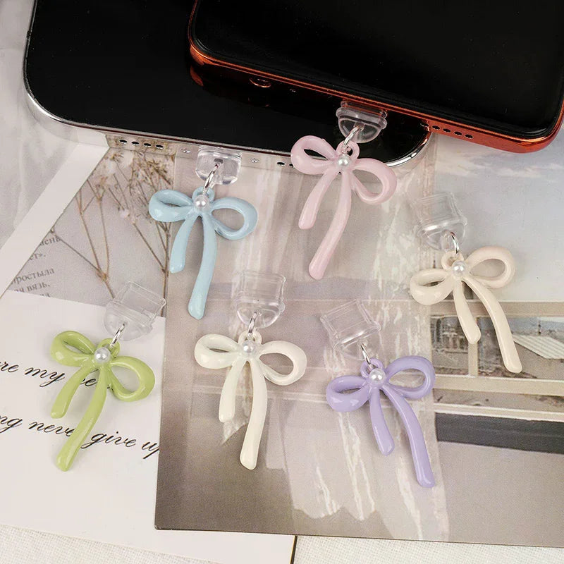 Contemporary Bow Design Type-c Phone Dust Plug Pendant Offers Qme