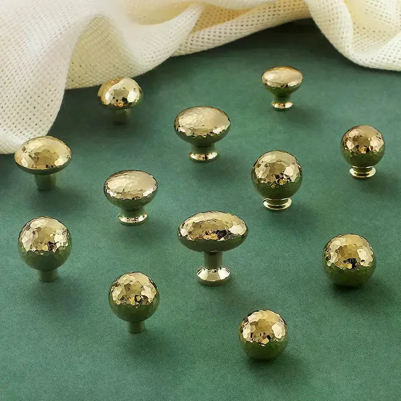Brass Ball Furniture Pull Handles Hand-forged Hammer Cabinet Handles Door Drawer Knob Kitchen Wardrobe Cupboard Pulls Qme