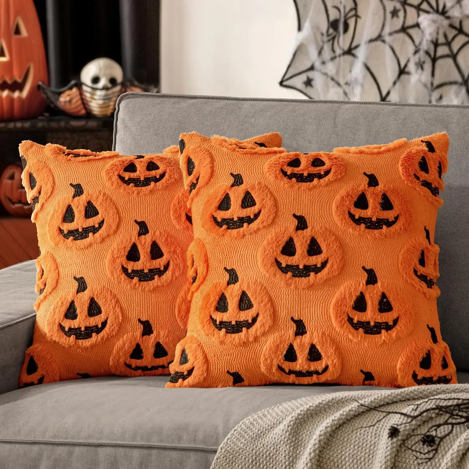 Halloween Pillow Covers 45x45 Decorative Pumpkin Pattern Pillowcase Qme