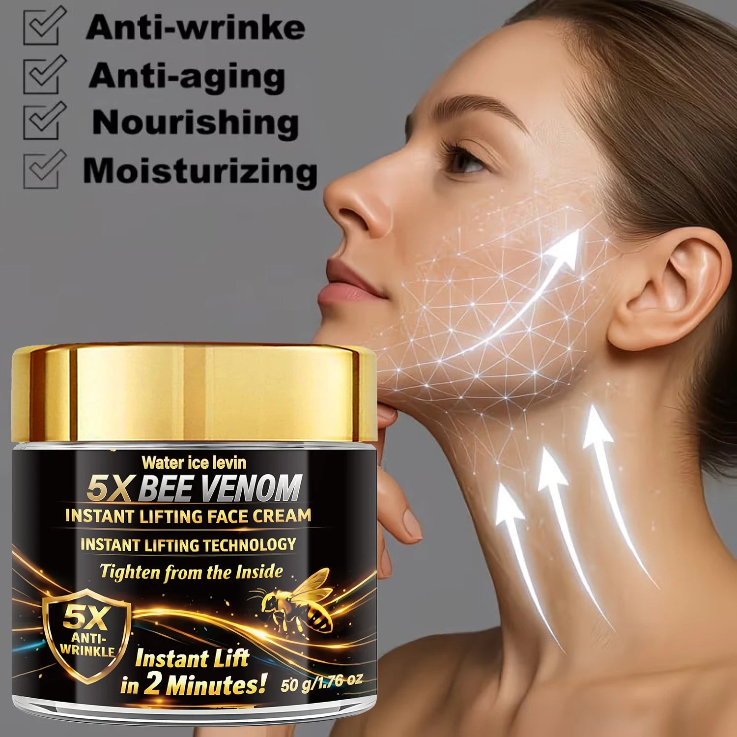 Bee Venom Retinol Face Cream, Hydrating Collagen Formula for Firming & Anti-Aging Skin Qme
