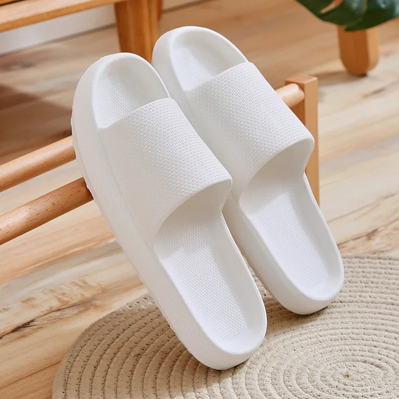 Women Thick Platform Cloud Slippers Eva Cfortable Non-Slip Home Slides Women Summer Lightweight Soft Sole Sandals Flip Flops Qme B-White 3.6cm 36-37 (fit 35-36)