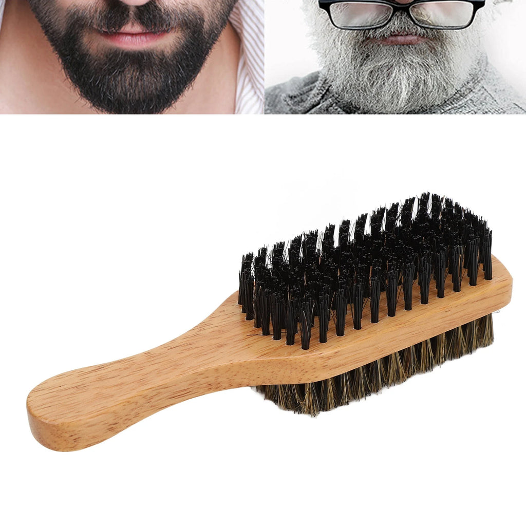 Beard Brush Double Sided Beard Brush Double Sided Beard Brush Imitation Brush with Rubber Wood Handle for Men Qme
