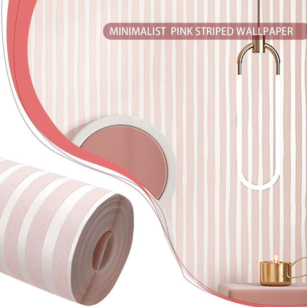 Striped Wallpaper Decorative Wall Film Modern Minimalist Non-woven Waterproof Wallpaper for Shelves Cabinet Furniture Bedroom Qme
