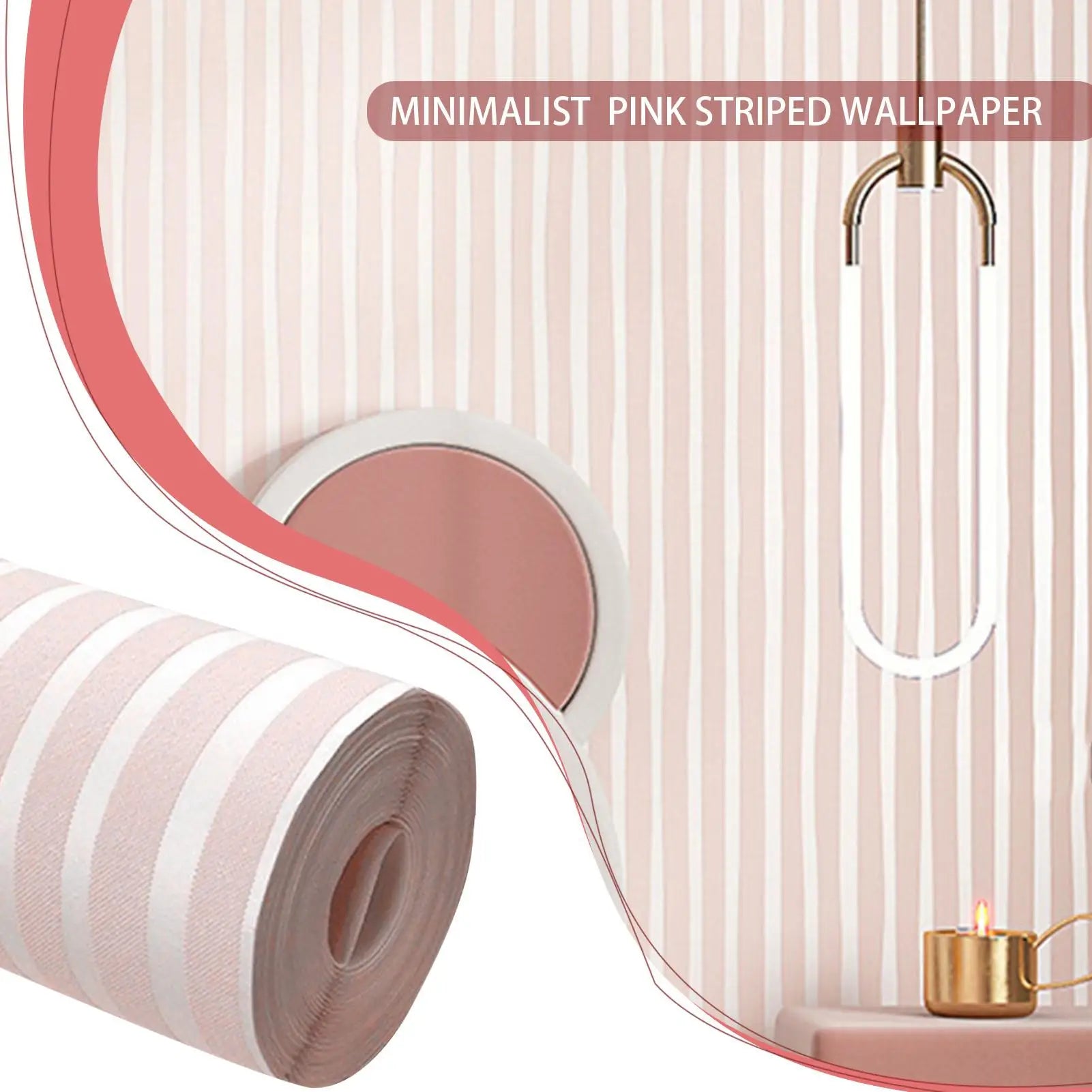 Striped Wallpaper Decorative Wall Film Modern Minimalist Non-woven Waterproof Wallpaper for Shelves Cabinet Furniture Bedroom Qme