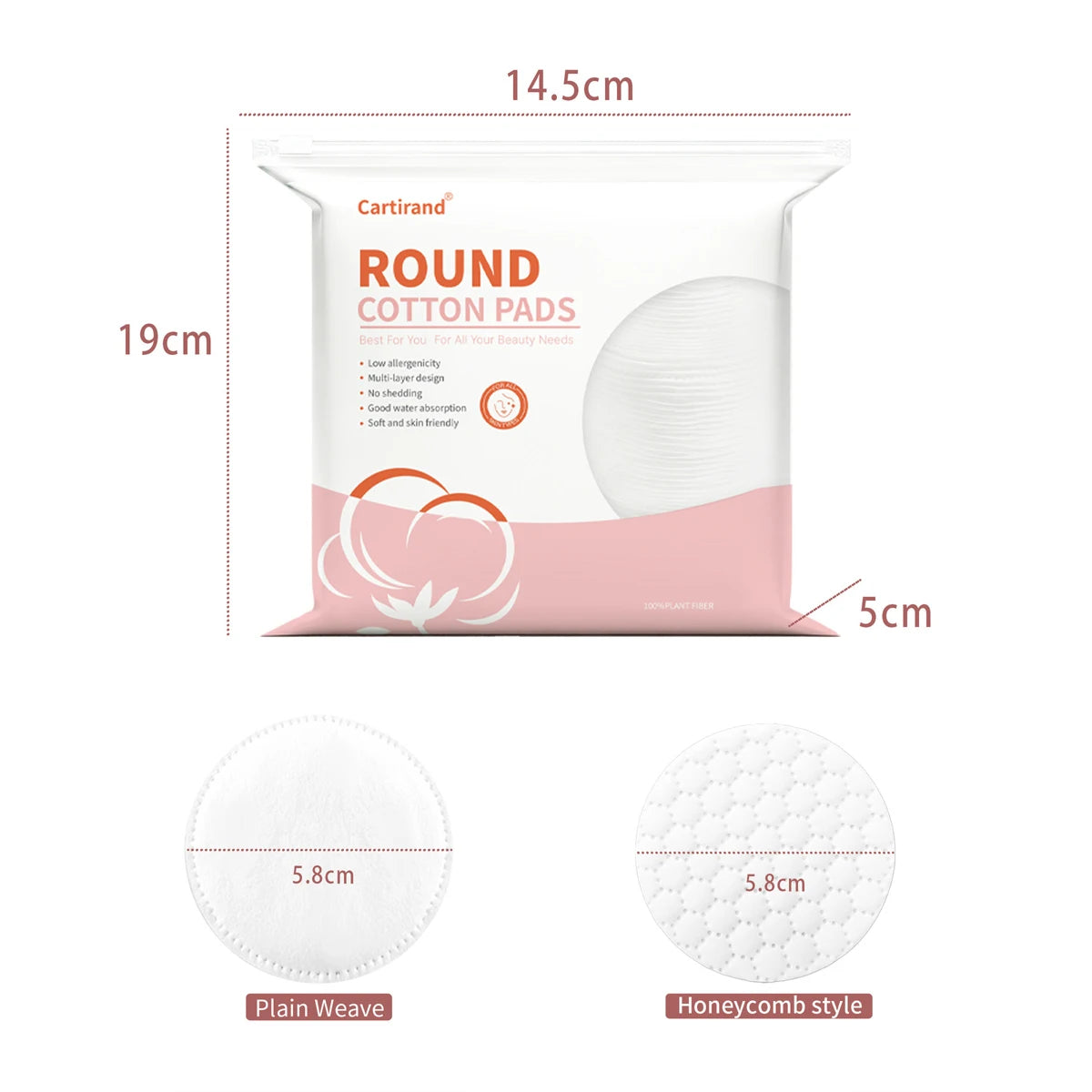 Three-layer Thickened Round Cotton Pads Embossed Edges Disposable Qme