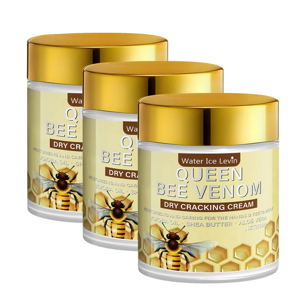 Queen Bee Venom Dry Cracking Cream with Retinol & Niacinamide - Intense Moisturizing for Hands, Feet & Body. Repairs Dry Skin. Qme Ivory 100g