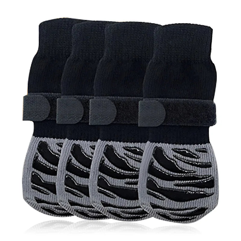 Pet waterproof and anti slip outdoor and indoor protection dog claws, suitable for small and medium-sized dogs and pet socks Qme black S